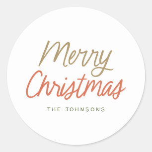 Colorful Merry Kerstmis op persoonlijke titel Ronde Sticker