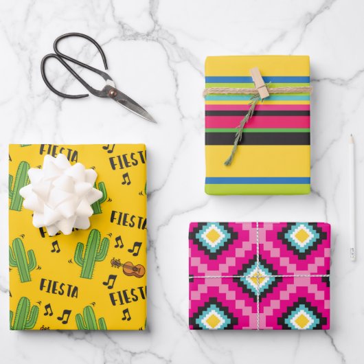 Colorful Mexican Fiesta Pattern Inpakpapier Vel (Voorkant)