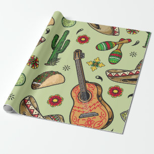 Colorful mexican fiesta vintage seamless pattern w cadeaupapier