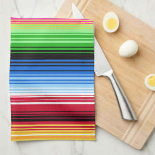 Colorful Mexican Serape Stripes Kitchen Towel Theedoek