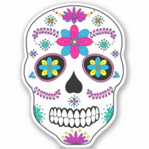 Colorful Mexican Sugar Skull Sticker