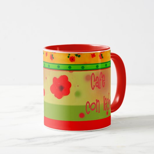 Colorful Mexican Theme Green Red Orange Mug (Devant droit)