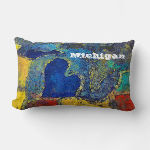 Colorful Michigan Artwork Lumbar Travel Pillow Kussen