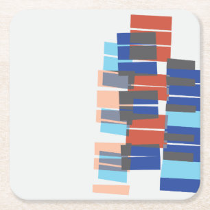 Colorful Mid Century Modern Art Pattern Vierkante Kartonnen Onderzetter