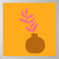 Colorful Minimalist Botanical Plant Art in Geel