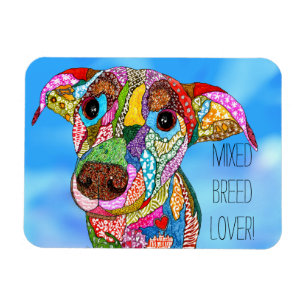 Colorful Mixed Breed Dog Lover Magnet 3"x4" Magneet