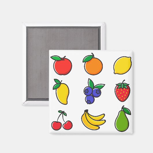 Colorful Mixed Fruit Pattern Magneet (Voorkant / Achterkant)