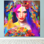 Colorful Mixed Media Mode Model Canvas Afdruk (Insitu (Houten vloer))
