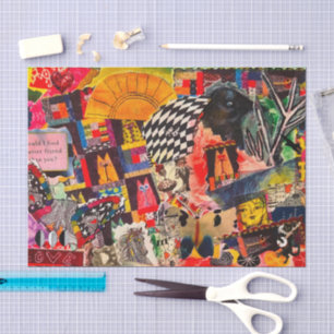 Colorful Mixed Media Pop Art Collage Tissue Paper Tissuepapier