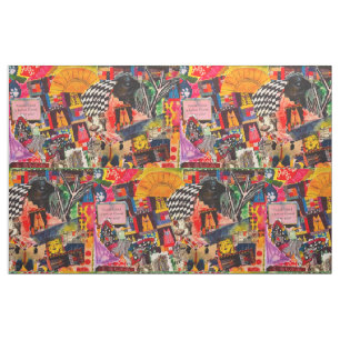 Colorful Mixed Media Quilting Block Collage Stof