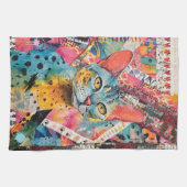 Colorful Mixed Mixed Paper Cat Collage  Theedoek (Horizontaal)