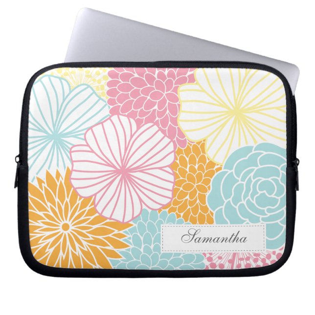 Colorful Mod Florals Laptop Sleeve (Voorkant)