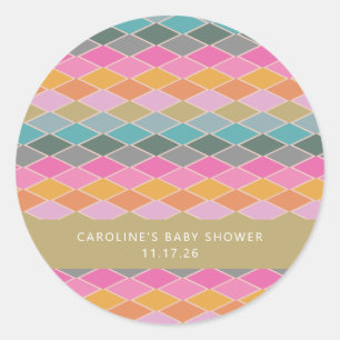 Colorful Mod Geometric Shapes Custom Baby shower Ronde Sticker