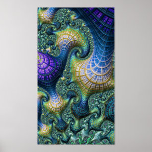 Colorful Modern Abstract Fractal Alien Landschap Poster