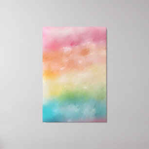 Colorful Modern Abstract Kunstrood Roze Blauw Paar Canvas Afdruk