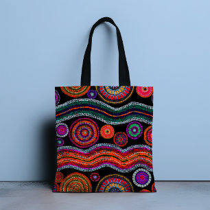 Colorful Modern Australian Dot Art Tribal Draagtas