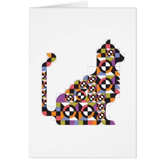 Colorful Modern Cat Quilt Pattern Note Card (Voorkant)
