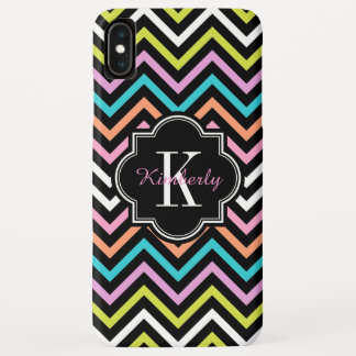 Colorful Modern Chevron Black Monogram iPhone XS Max Hoesje
