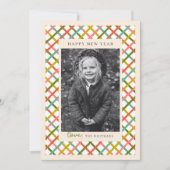 Colorful Modern Crisscross Photo New Year Feestdagenkaart (Voorkant)