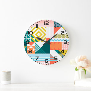 Colorful Modern Geometric Abstract Patroon Grote Klok