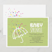 Colorful Modern Green Baby Sprinkle Invitation Kaart (Voorkant / Achterkant)