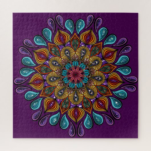 Colorful Modern Mandala Trippy Psychedelic Hippie Legpuzzel (Verticaal)