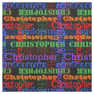 Colorful Modern Name Collage Rainbow Black Stof