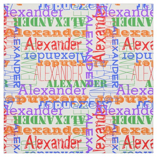 Colorful Modern Name Collage Rainbow Stof (Swatch)