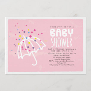 Colorful Modern Pink Baby Girl Shower Kaart