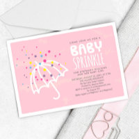 Colorful Modern Pink Baby Girl Uitnodiging