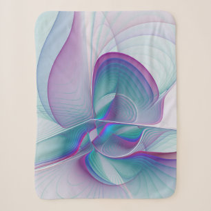 Colorful Modern Pink Blue Turquoise Fractal Art Sherpa Deken