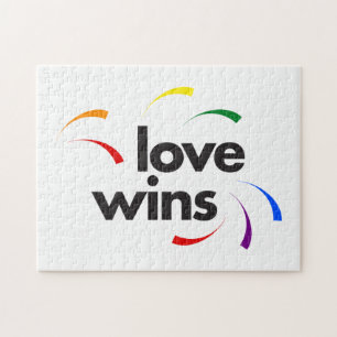Colorful, modern, playful design of Love Wins Legpuzzel