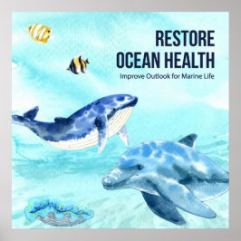 Colorful Modern Protect Marine Life Quote Poster