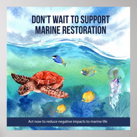 Colorful Modern Protect Marine Life Quote Poster (Voorkant)