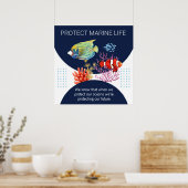 Colorful Modern Protect Marine Life Quote Poster (Keuken)