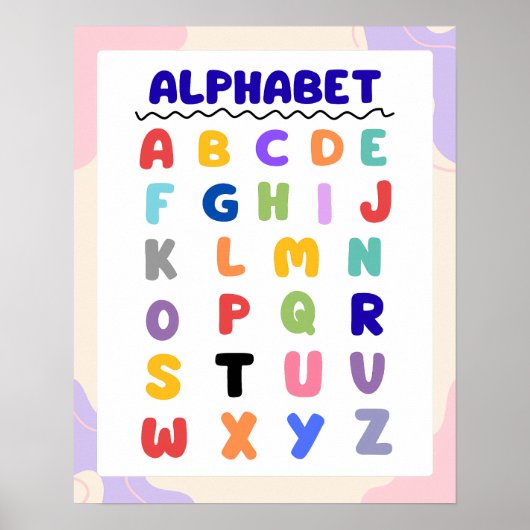 Colorful Modern Rainbow Alphabet Chart Poster (Devant)