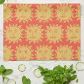 Colorful Modern Suns Yellow Pattern Theedoek (Gevouwen)