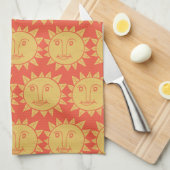 Colorful Modern Suns Yellow Pattern Theedoek (Quarter Fold)