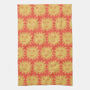 Colorful Modern Suns Yellow Pattern Theedoek