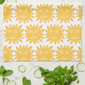 Colorful Modern Suns Yellow Pattern Theedoek (Gevouwen)