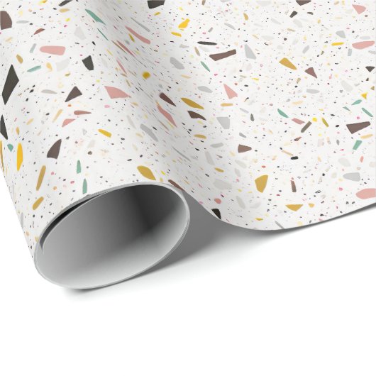 Colorful Modern Terrazzo Texture Pattern Cadeaupapier (Rol Hoek)