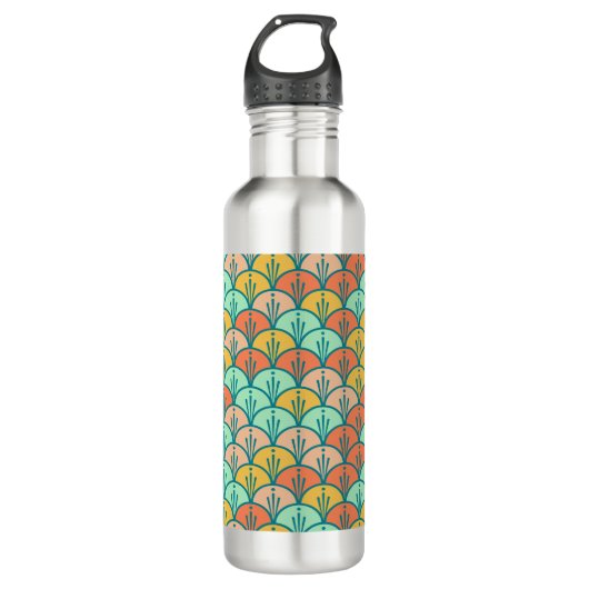 Colorful Modern Trendy Geometric Fish Scale Waterfles (Voorkant)