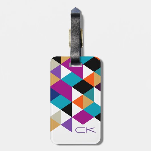 Colorful Modern Triangles Geometric Pattern Bagagelabel (Achterkant verticaal)