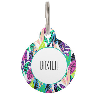 Colorful Modern Tropical Botanical Personalized Huisdierpenning