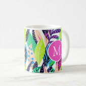 Colorful Modern Tropical Monogram Koffiemok (Voorkant rechts)