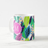 Colorful Modern Tropical Monogram Koffiemok (Voorkant links)