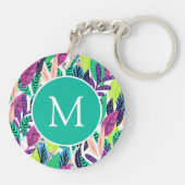 Colorful Modern Tropical Monogram Sleutelhanger (Achterkant)