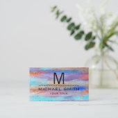 Colorful Modern Wood Grain Monogram #12 Visitekaartje (Staand voorkant)