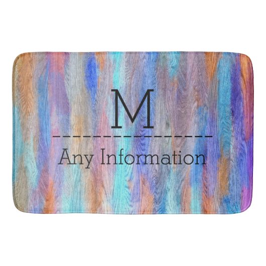 Colorful Modern Wood Grain Monogram #9 Badmat (Voorkant)