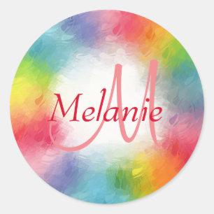 Colorful Moderne Abstracte Monogram Sjabloon Aange Ronde Sticker